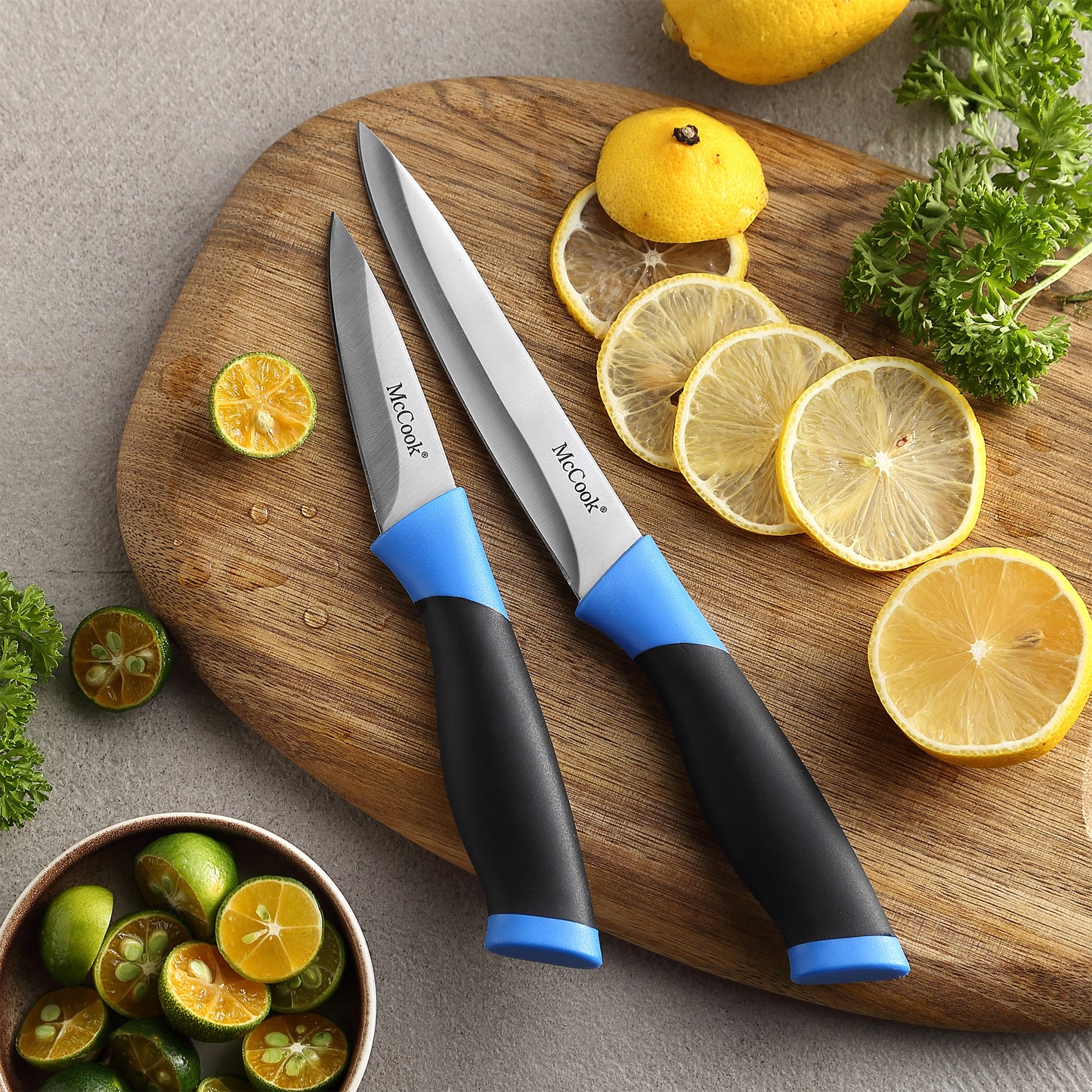 MC706,McCook Knife Set For Home, 24PCS Ultra- Sharp Cutlery Knife Set with Steel Blades for Precise Cutting,Lightweight, Stainless Steel Knife Set with Built-in Knife Sharpener,Measuring Cups and Spoons