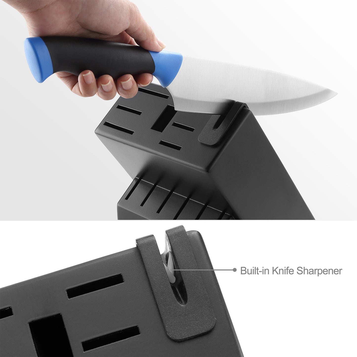 MC706,McCook Knife Set For Home, 24PCS Ultra- Sharp Cutlery Knife Set with Steel Blades for Precise Cutting,Lightweight, Stainless Steel Knife Set with Built-in Knife Sharpener,Measuring Cups and Spoons