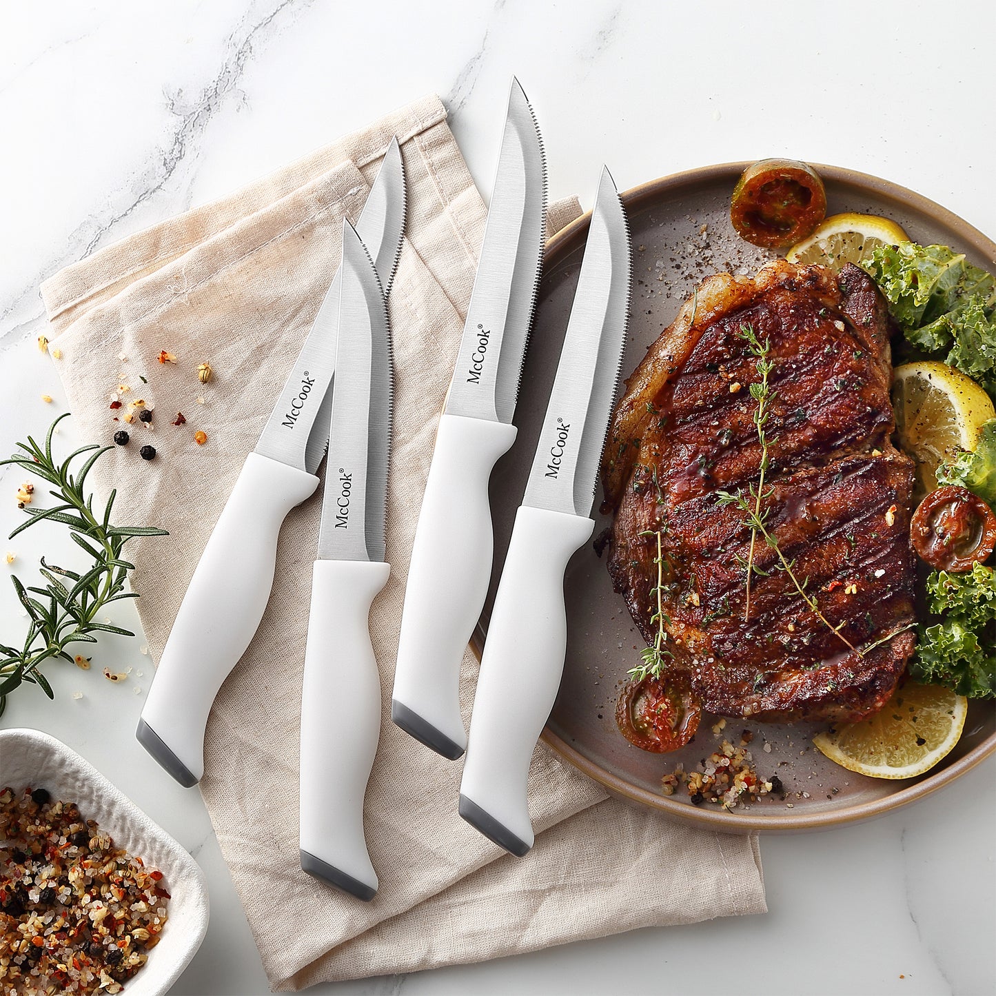 MC705,McCook Block Knife Set, 26PCS Ultra- Sharp Cutlery Knife Set with Steel Blades for Precise Cutting,Lightweight, Stainless Steel Knife Set with Built-in Knife Sharpener,Measuring Cups and Spoons