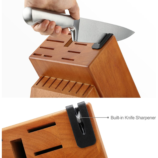 McCook® Kitchen Knife Sets,MC69W German Stainless Steel Knives Block Set with Built-in Sharpener