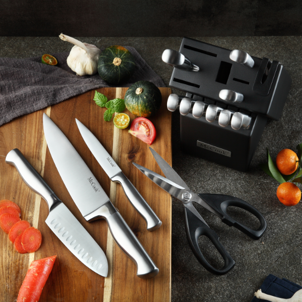 McCook® Knife Sets, MC21 German Stainless Steel Knife Block Sets with Built-in Sharpener