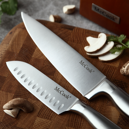 McCook® Knife Sets,MC69B German Stainless Steel Kitchen Knives Block Set with Built-in Sharpener