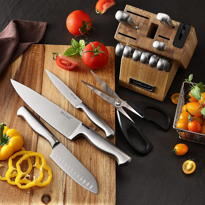 McCook® Knife Sets,MC19 German Stainless Steel Knife Block Sets with Built-in Sharpener