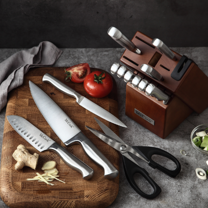 McCook Knife Sets, MC29 German Stainless Steel Kitchen Knife Block Sets with Built-in Sharpener