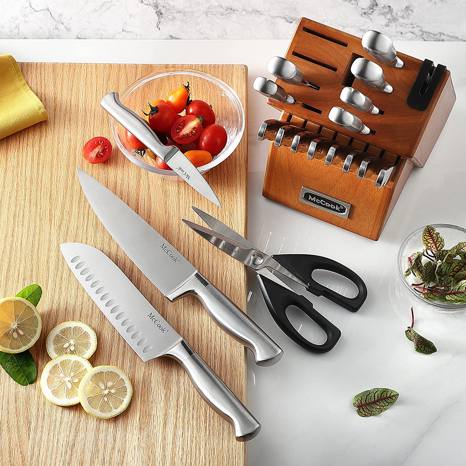 McCook - Set di 14 coltelli da cucina in acciaio inox con McCook - Set di 14 coltelli da cucina in acciaio inox con