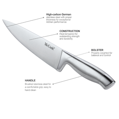 McCook® Knife Sets with Built-in Sharpener,MC35 German Stainless Steel Hollow Handle Kitchen Knives Set in Acacia Block